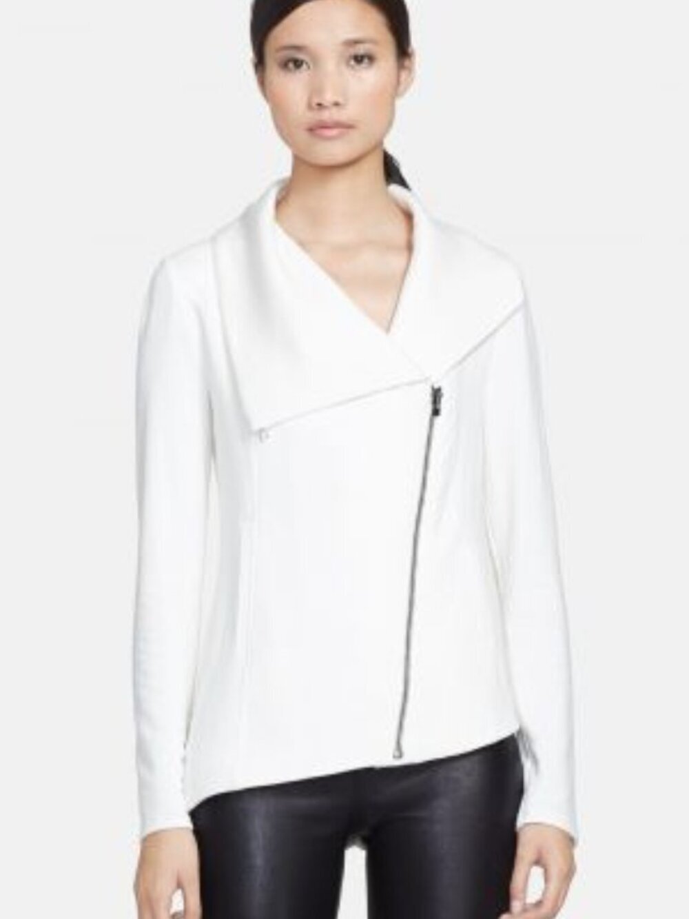 Helmut Lang Asymmetrical Off White Moto Jacket